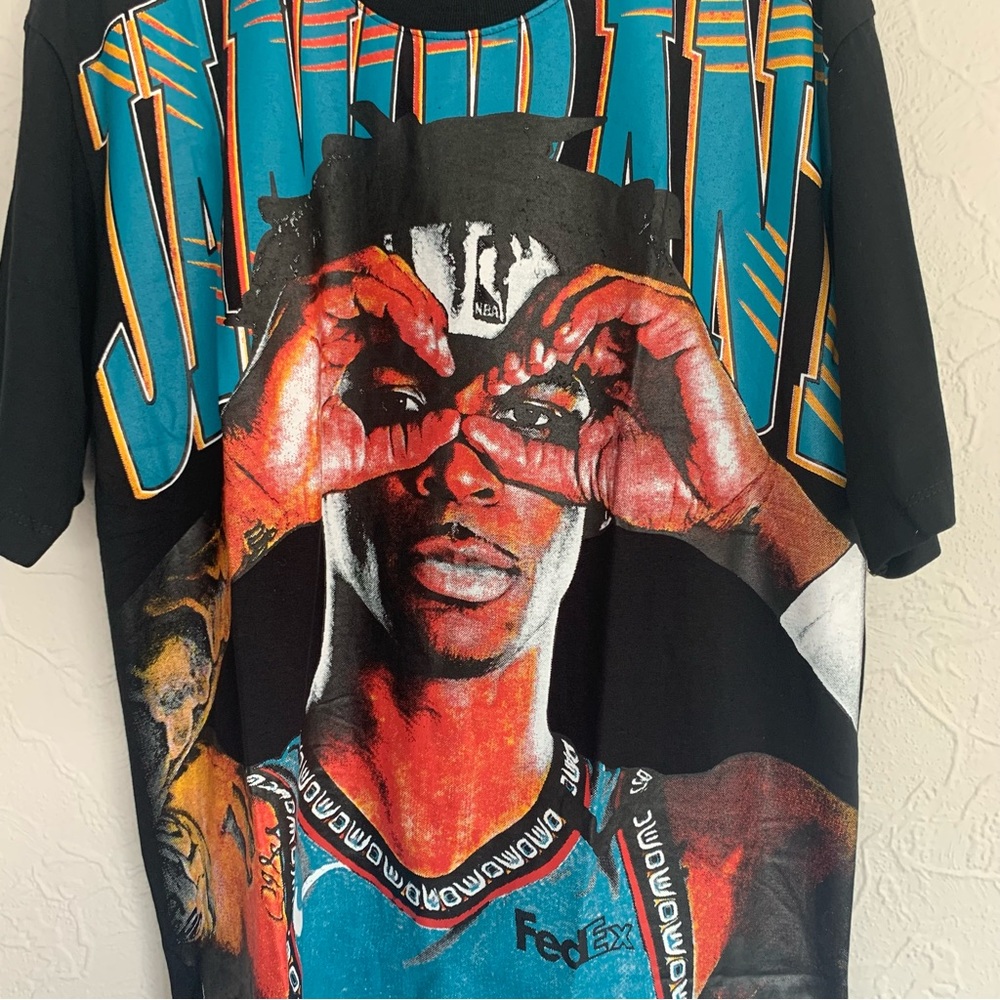 NEW WITH TAGS JA MORANT AOP ALL OVER PRINT CUT & SEW HEAVY SOFT COTTON SHIRT LRG - Picture 2 of 4